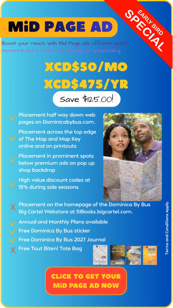 Dominica By Bus 2026 Mid Page Web Ad full description with pricing and images 